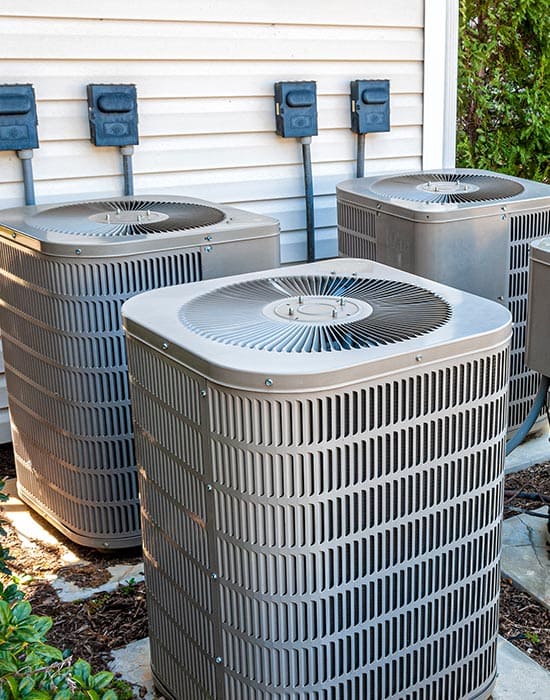 Air units installed in the backyard of a house in Annapolis, MD